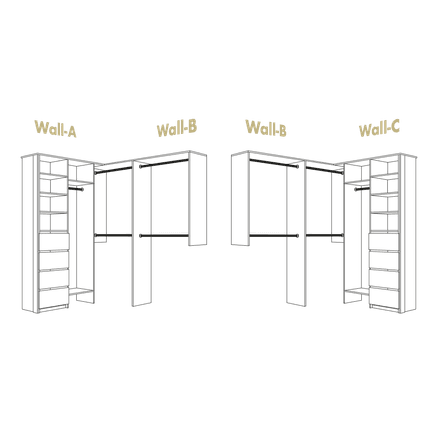 U-Shape Walk In Wardrobe With Drawers Flatpack