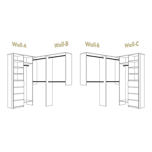 U-Shape Walk In Wardrobe With Drawers Flatpack