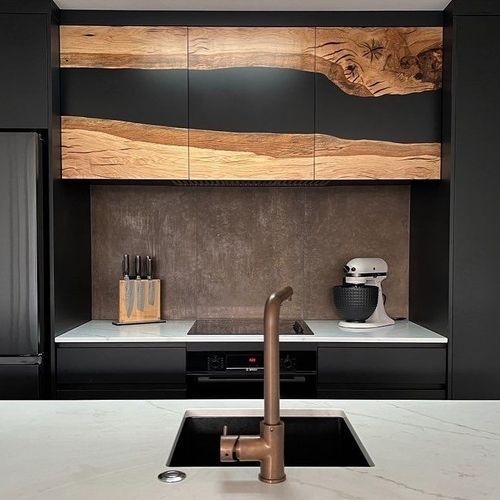 Old English Oak Epoxy Kitchen Overhead Doors