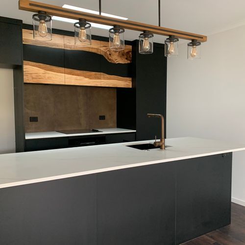 Old English Oak Epoxy Kitchen Overhead Doors
