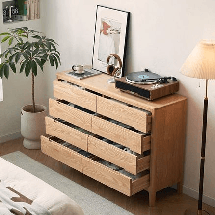 Seattle Natural Solid Oak Chest of 8 Drawers