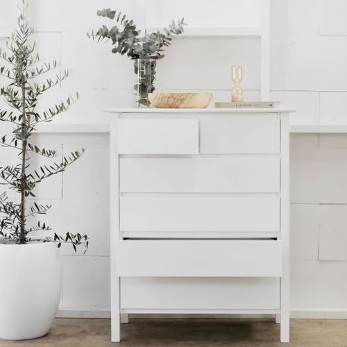 Myer White Tallboy | Hardwood Frame