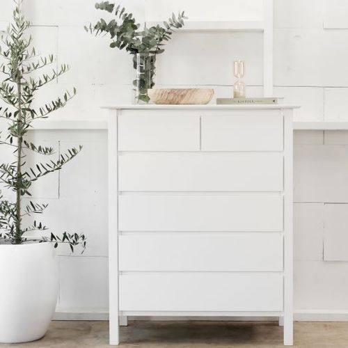 Myer White Tallboy | Hardwood Frame