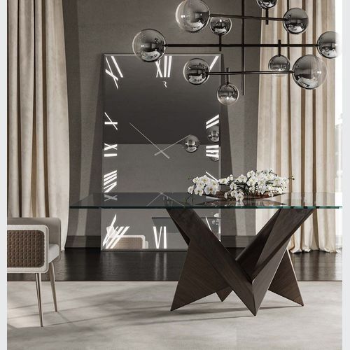 Titanium Rectangle Mirrored Clock