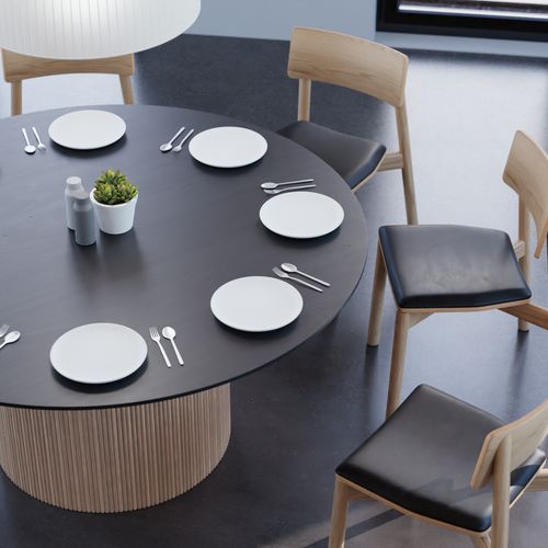 Poppy table - Natural Base Black Top