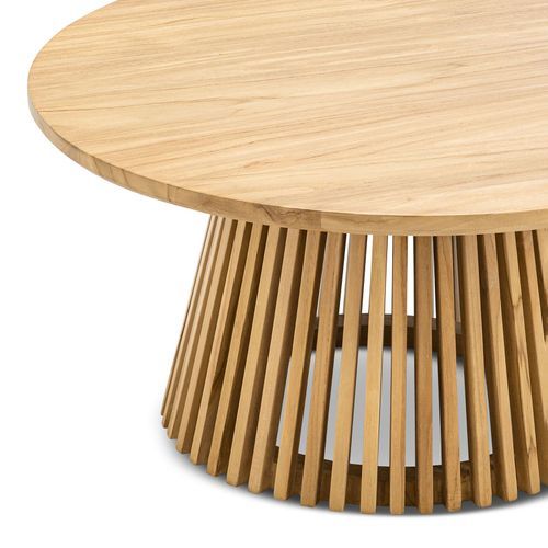 Pedie 80cm Round Slat Coffee Table | Natural Teak