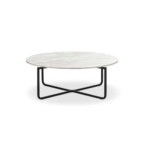 Clarina Ivory Marble Round Coffee Table | Black