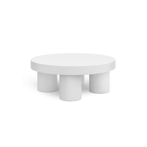 Colum 100cm Round Concrete Coffee Table | Indoor & Outdoor | White