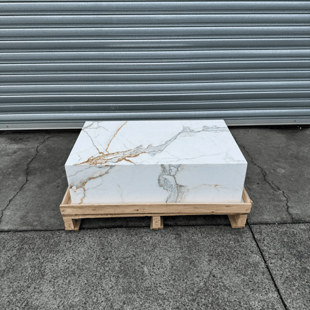 Block Coffee Table/Gold Calacatta-Small | Natural Stone Co.