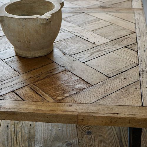 Antique French Parquet & Iron Coffee Table