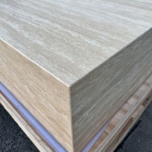 Block Coffee Table/Vein Cut Travertine -Small | Natural Stone Co.