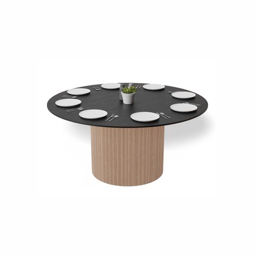 Poppy table - Natural Base Black Top