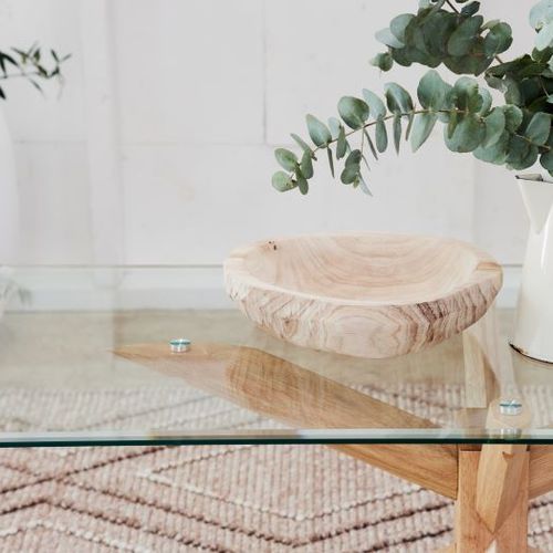 Bella Coffee Table | Glass Top | Natural Hardwood Frame