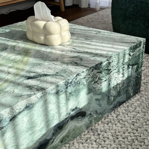 Block Coffee Table/Twill Green Marble | Natural Stone Co.