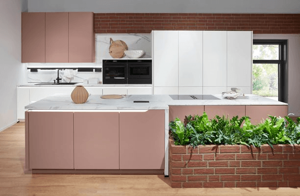 Lacquered Matt Kitchen Cabinetry in Coral