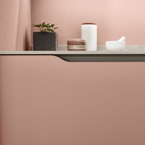 Lacquered Matt Kitchen Cabinetry in Coral