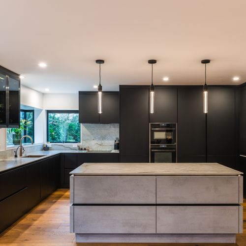 Concrete-Look Kitchen Cabinetry in Grey