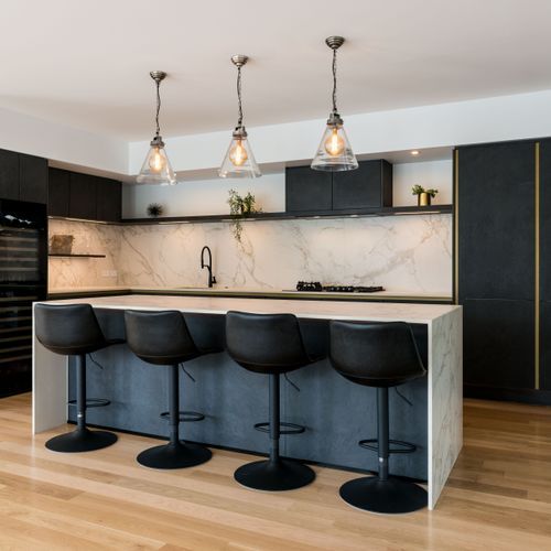 Stone Art Laminate Kitchen Cabinetry