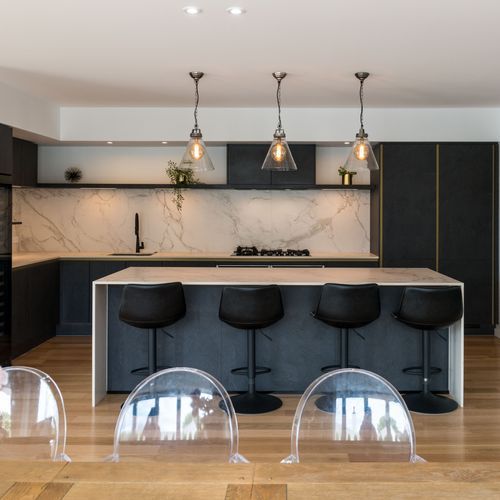Stone Art Laminate Kitchen Cabinetry