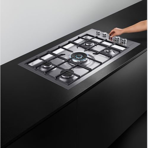 F&P Gas on Steel Cooktop, 90cm, Flush Fit, LPG