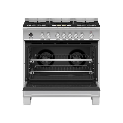 F&P Freestanding Cooker, Dual Fuel, 90cm, 5 Burners