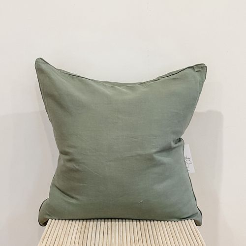 100% French Flax Linen Feather filled Cushion- Lichen