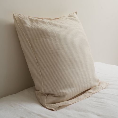 100% French Flax Linen Euro Pillowcase - Sand Stripe