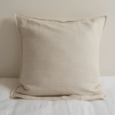 100% French Flax Linen Euro Pillowcase - Sand Stripe