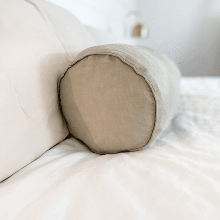 100% French Flax Linen Feather filled Bolster Cushion- Sage