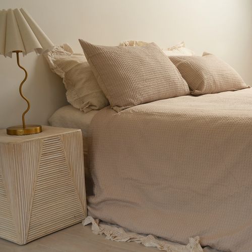 100% Cotton Waffle Duvet Set- Natural
