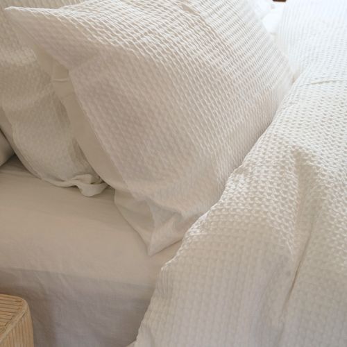 100% Cotton Waffle Duvet Set- White