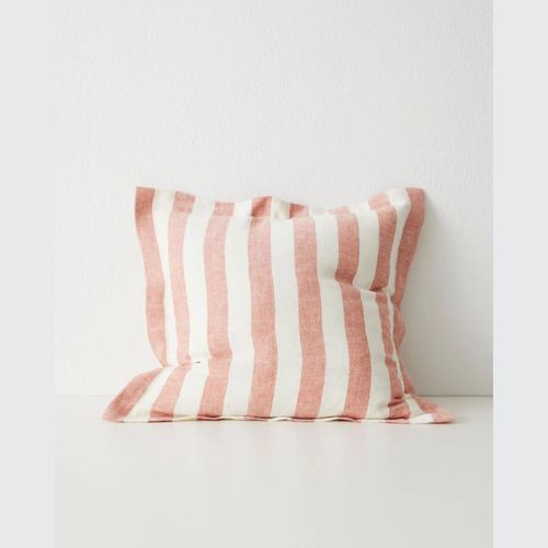 Weave Home Vito Striped Linen Cushion - Coral | 50 x 50cm
