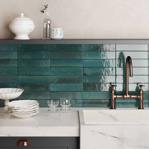 Arendal Blue Gloss 240x60x10mm Wall Tile