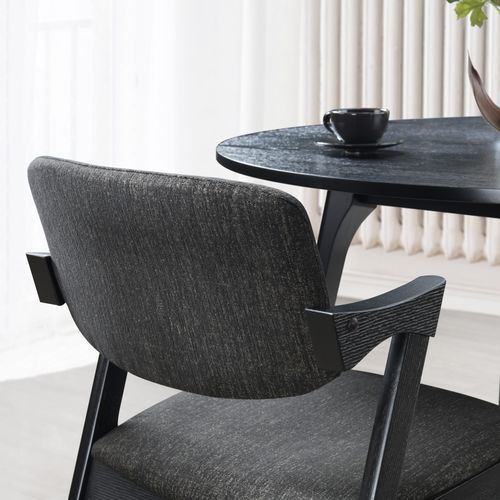 Bella Black Hardwood Dining Chair | Black Fabric