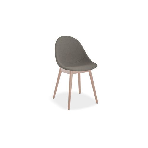 Pebble Fabric Dark Grey Upholstered Chair - Sled Base - Black