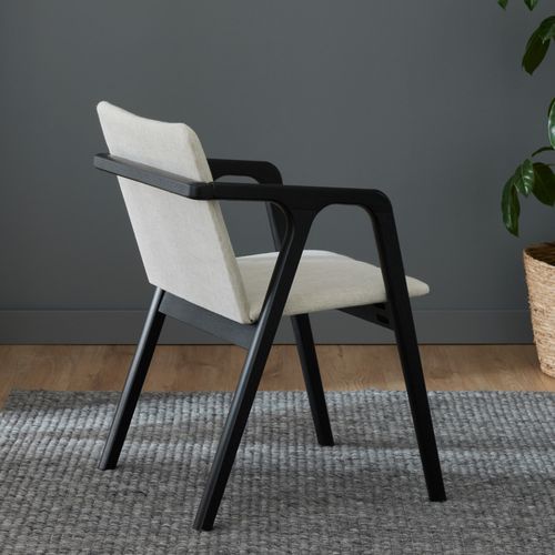 Elm Black Hardwood Dining Chair | Beige Fabric