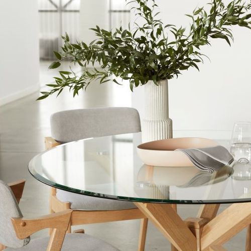 Bella 5PCE Round Glass Dining Set | Natural