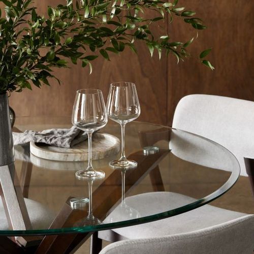 Bella 5PCE Round Glass Dining Set | Dark Hardwood Frame