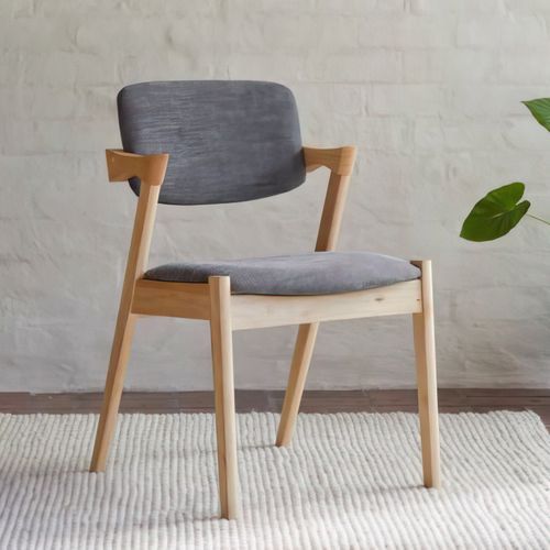 Bella Natural Hardwood Dining Chair | Black Fabric