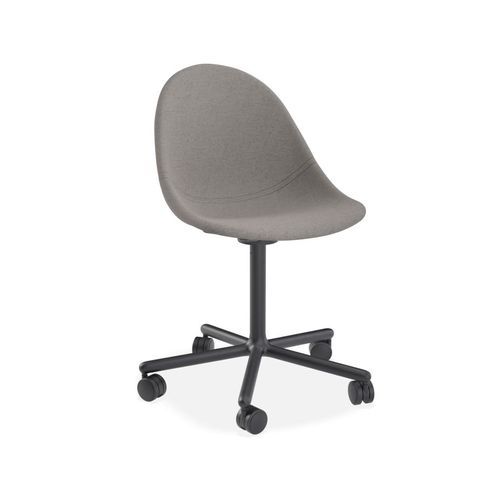 Pebble Fabric Dark Grey Upholstered Chair - Swivel Base w Castors - Black