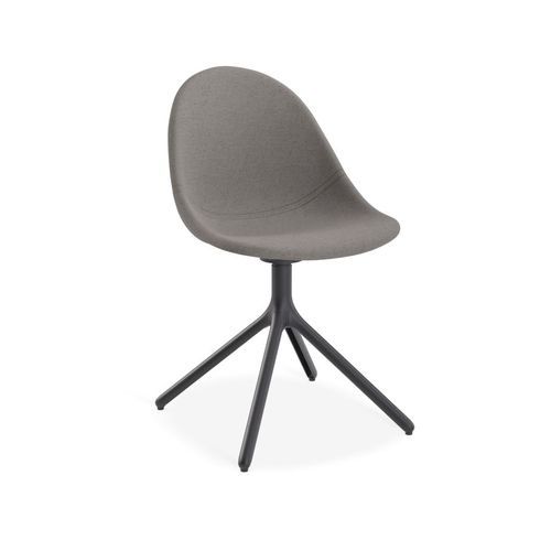 Pebble Fabric Dark Grey Upholstered Chair - Swivel Base - Black