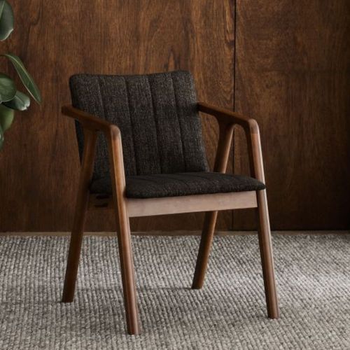 Elm 9PCE Hardwood Dining Set | Walnut & Black Fabric