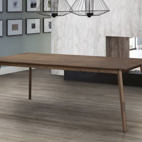 Elm 9PCE Hardwood Dining Set | Walnut & Beige Fabric