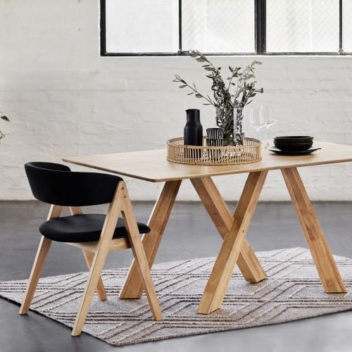 Gaudi 7PCE Natural Hardwood Dining Set | Black