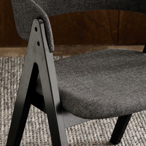 Gaudi Black Hardwood Dining Chair | Charcoal Fabric