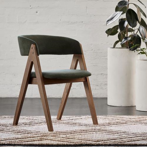 Gaudi Hardwood Dining Chair | Green | Walnut