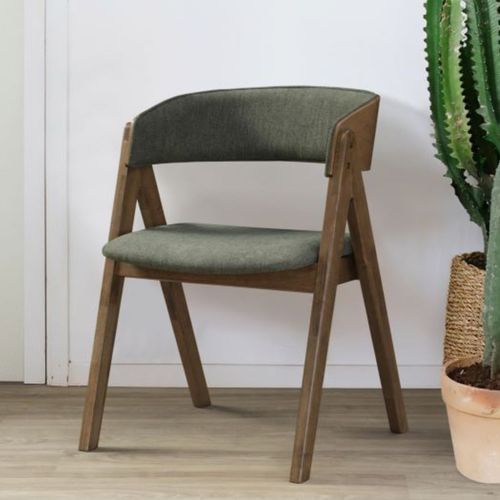 Gaudo 7PCE Hardwood Dining Set | Walnut & Green Fabric