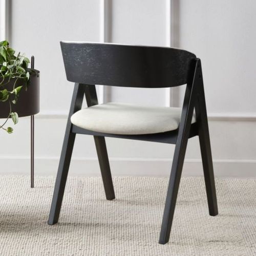 Gaudo Black Hardwood Dining Chair | Beige Fabric