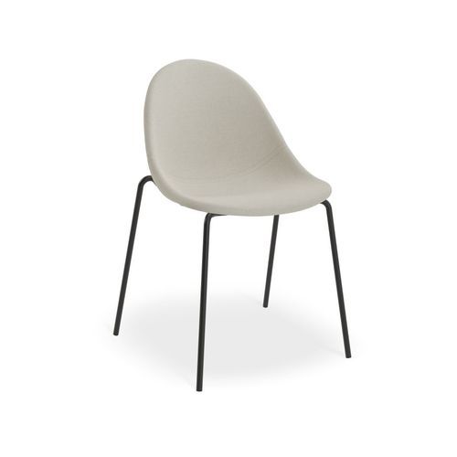 Pebble Fabric Light Grey Upholstered Chair - 4 Post - Black