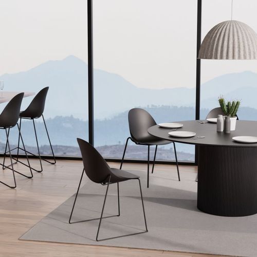 Pebble Chair Black with Shell Seat - Natural Beechwood Base